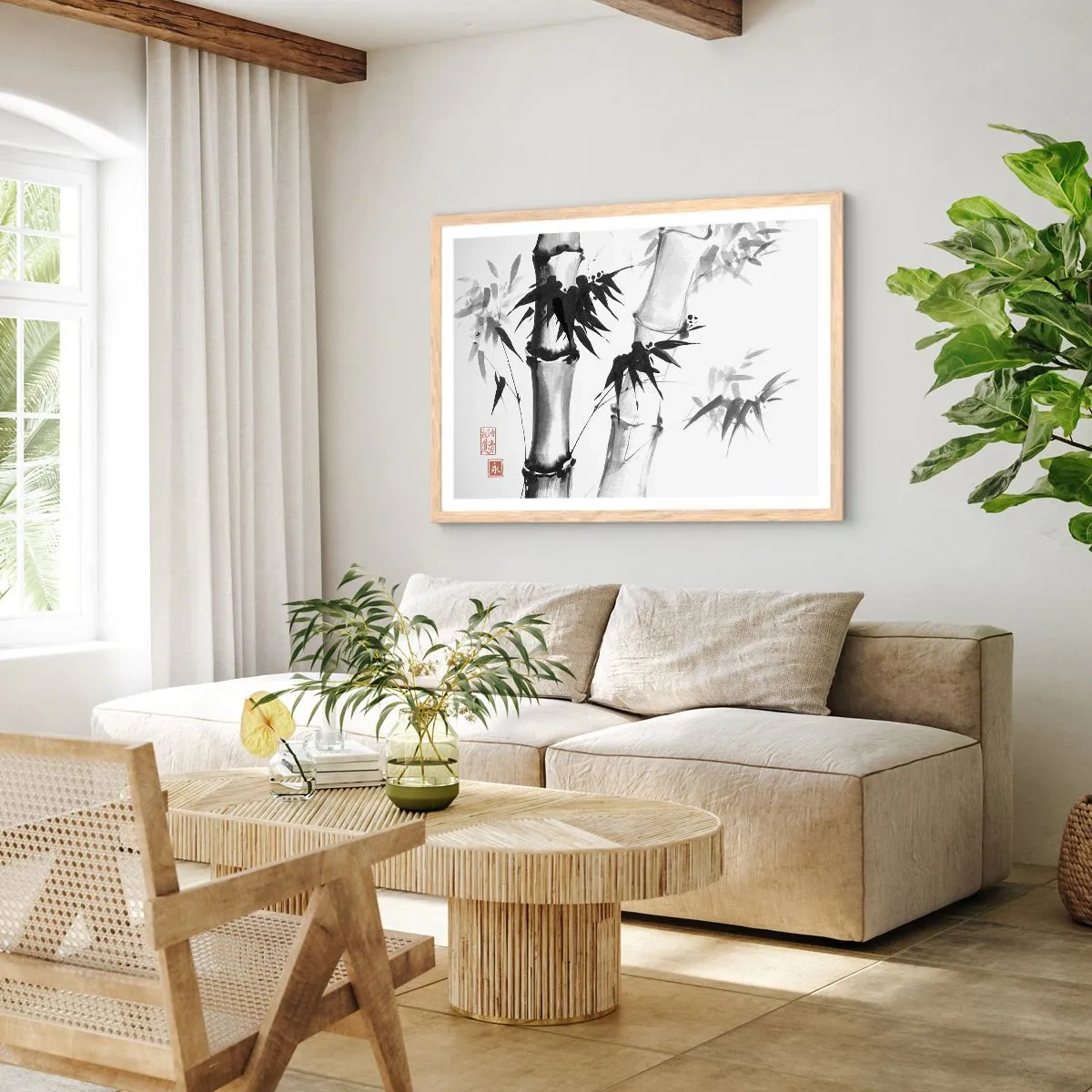 Pôster com moldura de carvalho claro - Foco no Oriente - 70x50 cm