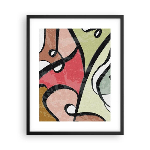 Pôster com moldura preta - Piruetas entre cores - 40x50 cm