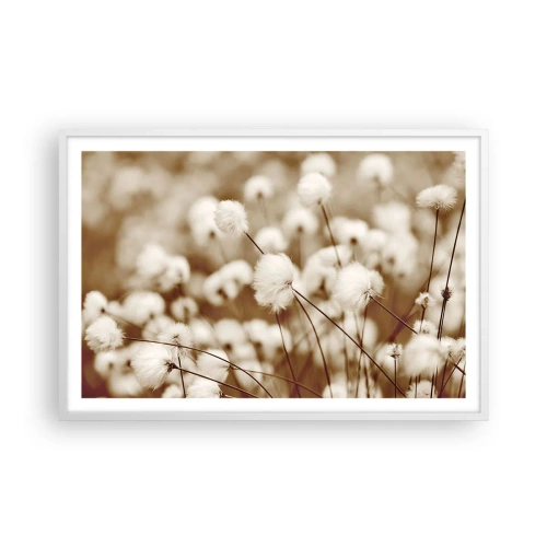 Pôster em moldura branca - Campos felpudos - 91x61 cm