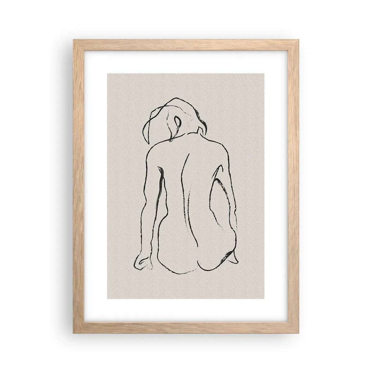 Pôster com moldura de carvalho claro - Nu de rapariga - 30x40 cm
