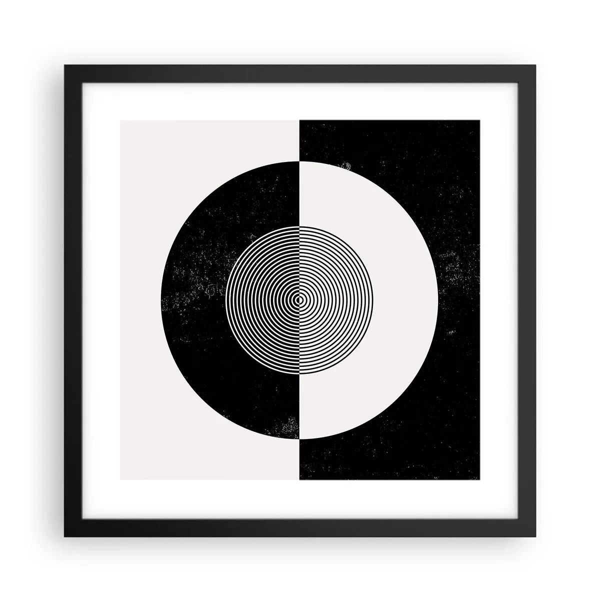 Pôster com moldura preta - Harmonia a preto e branco - 40x40 cm