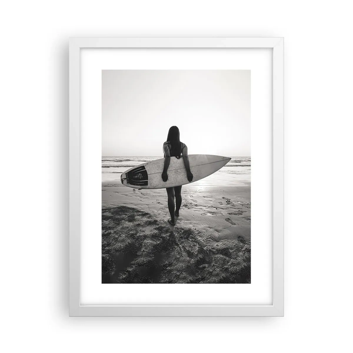 Pôster em moldura branca - Filha da onda do mar - 30x40 cm