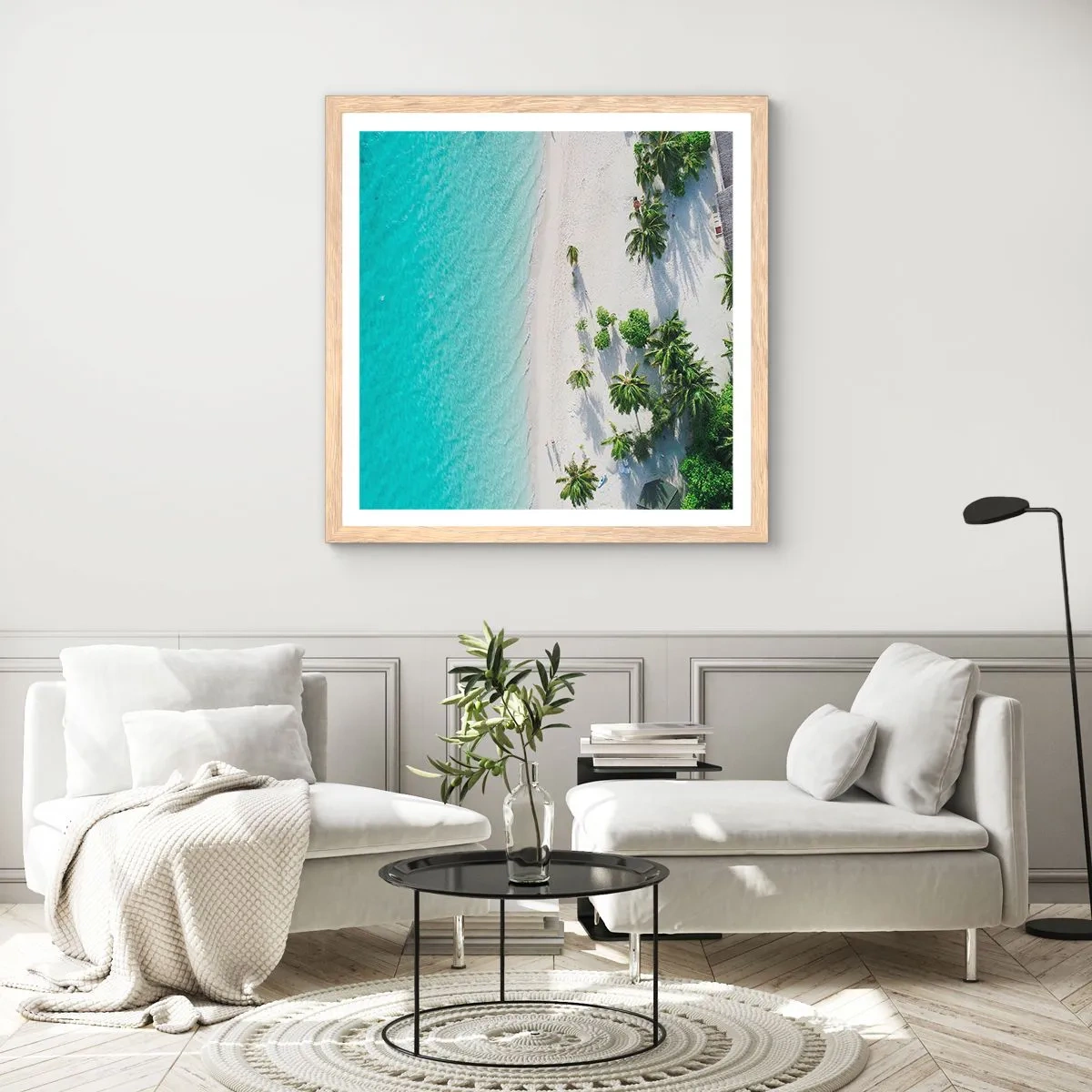 Pôster com moldura de carvalho claro - Férias no paraíso - 30x30 cm