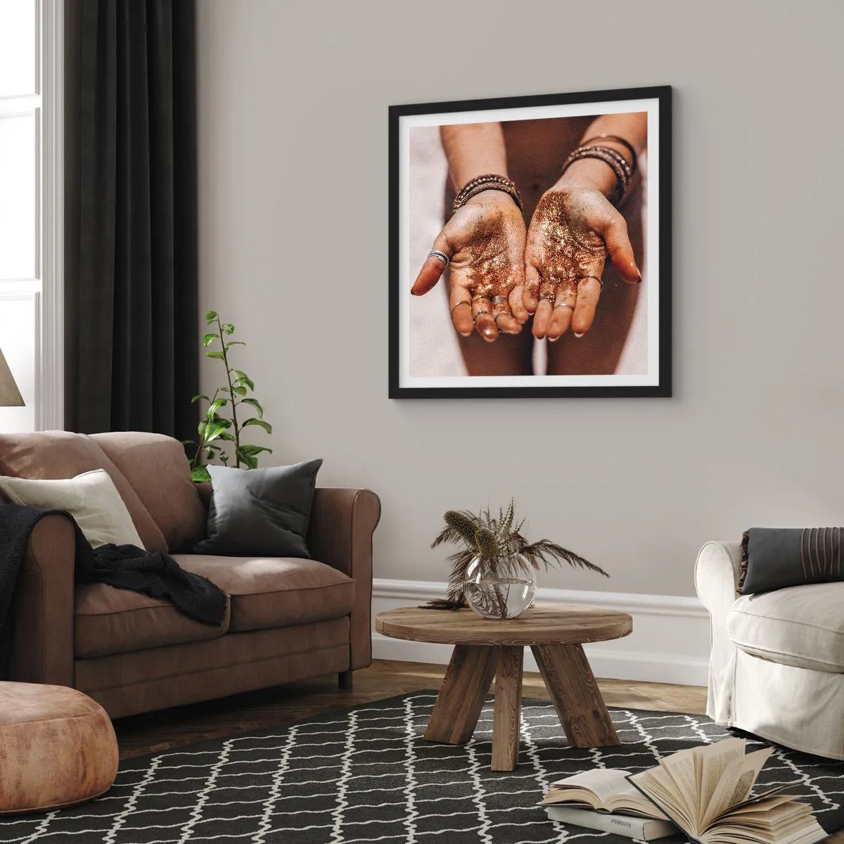 Pôster com moldura preta - Um presente para si - 40x40 cm