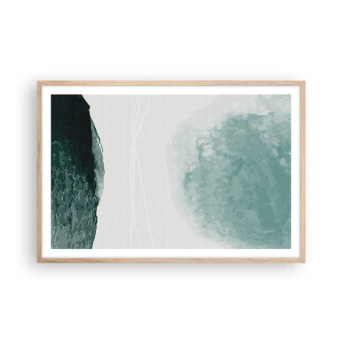 Pôster com moldura de carvalho claro - Encontro com a neblina - 91x61 cm