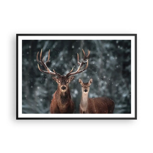 Pôster com moldura preta - O senhor da floresta com sua esposa - 100x70 cm