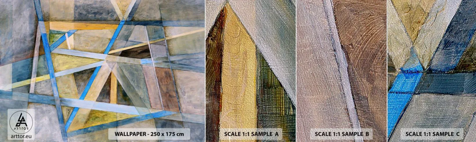 Amostra de papel de parede Premium Sand - Em linha reta ou na diagonal? - Abstração, Pedaço, Padrão Moderno - 100x30 cm