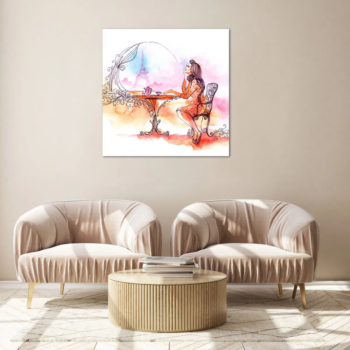 Quadro em vidro - Elegância parisiense - 60x60 cm