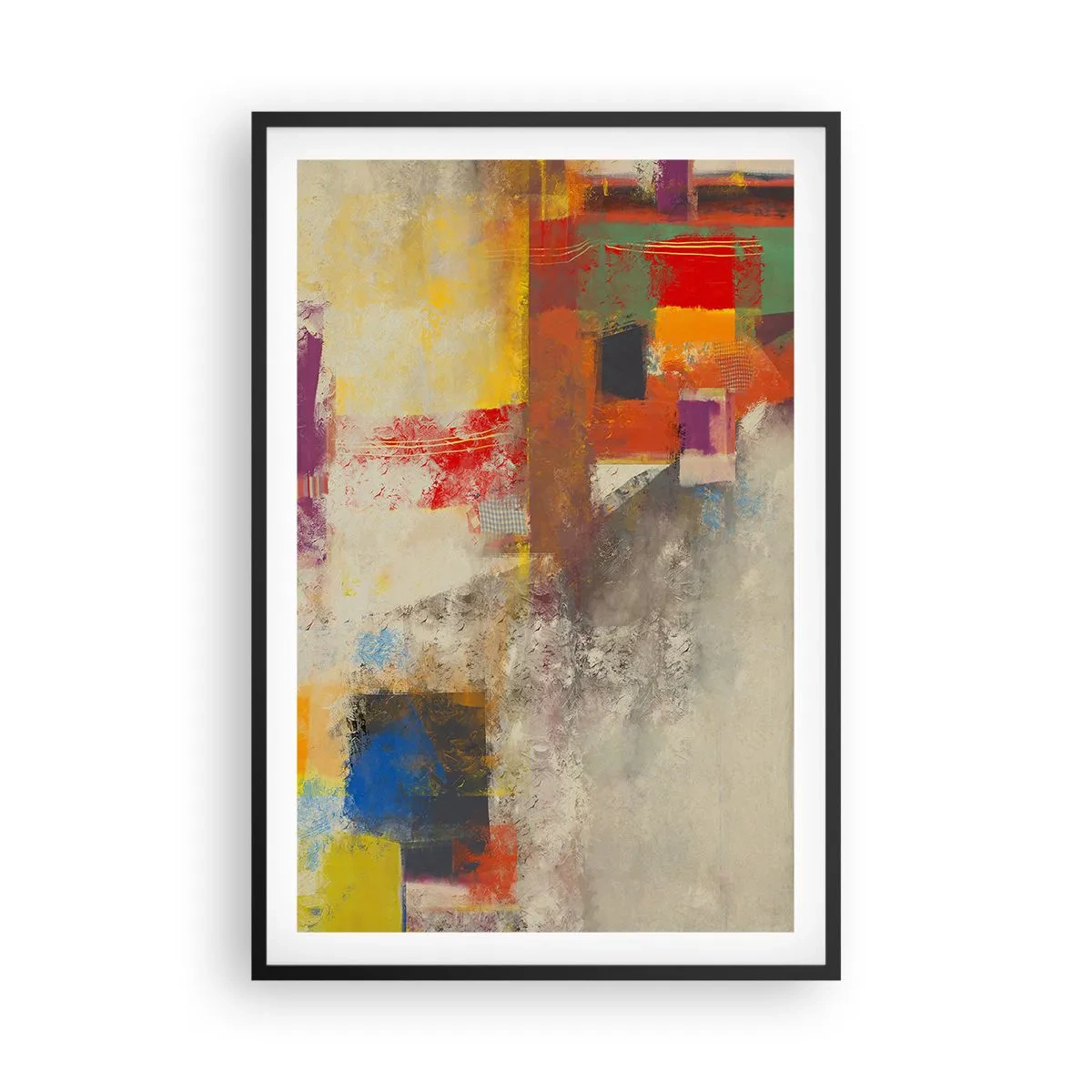 Pôster com moldura preta - Geometria das cores - 61x91 cm