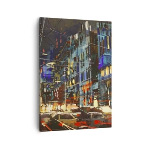 Quadro em tela - O alvoroço da rua à noite - 50x70 cm