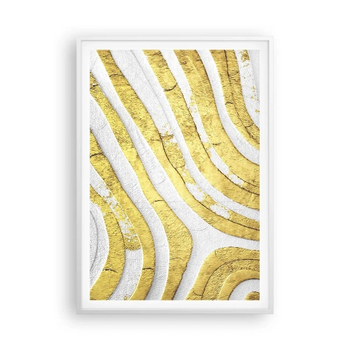 Pôster em moldura branca - Composição a branco e ouro - 70x100 cm
