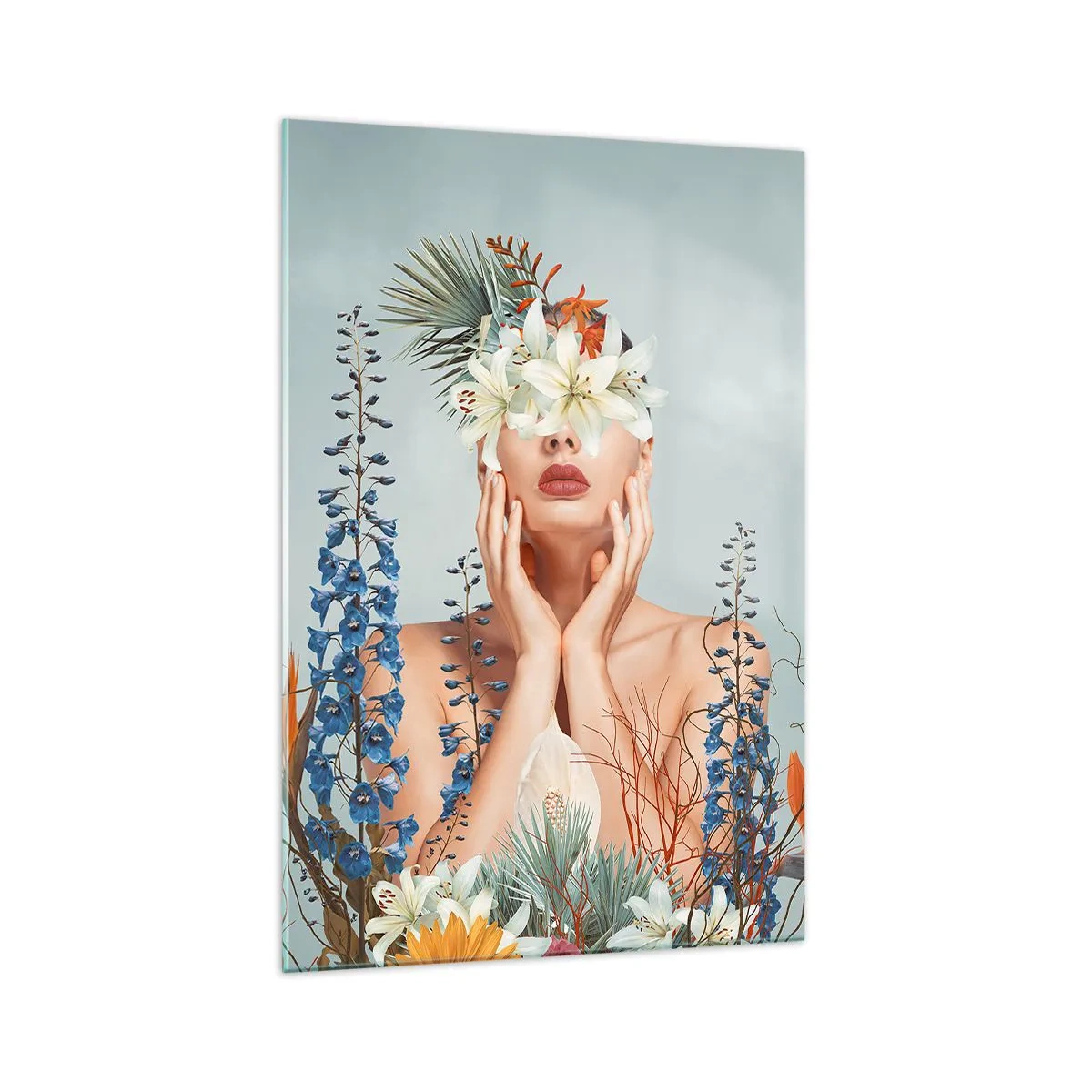 Quadro em vidro - Mulher – flor - 70x100 cm
