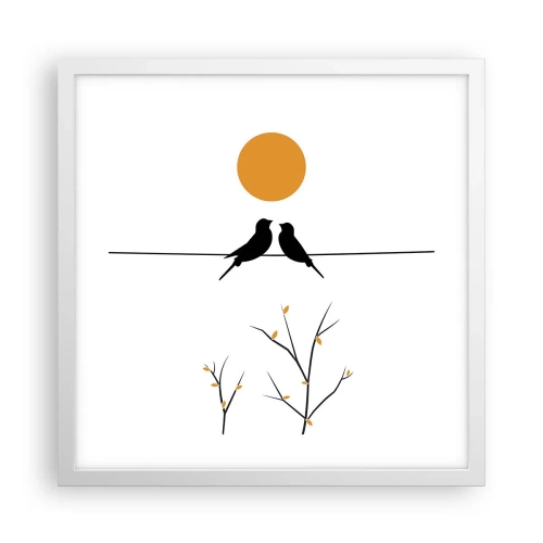 Pôster em moldura branca - A noite dos rouxinóis - 40x40 cm