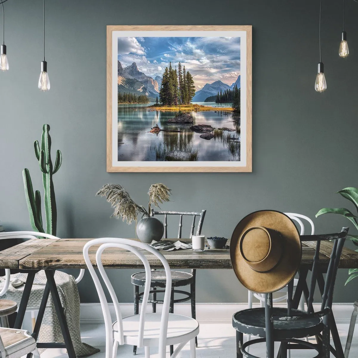 Pôster com moldura de carvalho claro - Por águas grandes e límpidas… - 40x40 cm