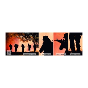 Amostra de papel de parede autocolante Deluxe Sticker - ...Todos por um. - Soldado, Arma, Rifle - 100x30 cm