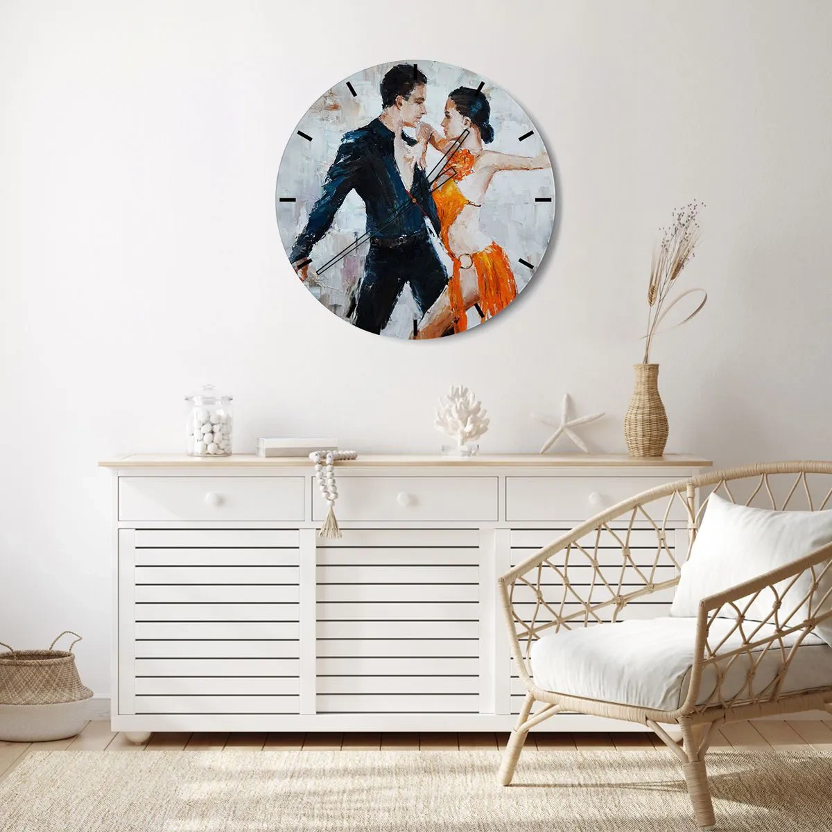 Relógio de parede - Relógio em vidro - Um casal dançando em um ritmo intenso com poses dinâmicas - 30x30cm - Dirty dancing - Decoração de parede moderna para a sala de estar, cozinha e quarto ARTTOR