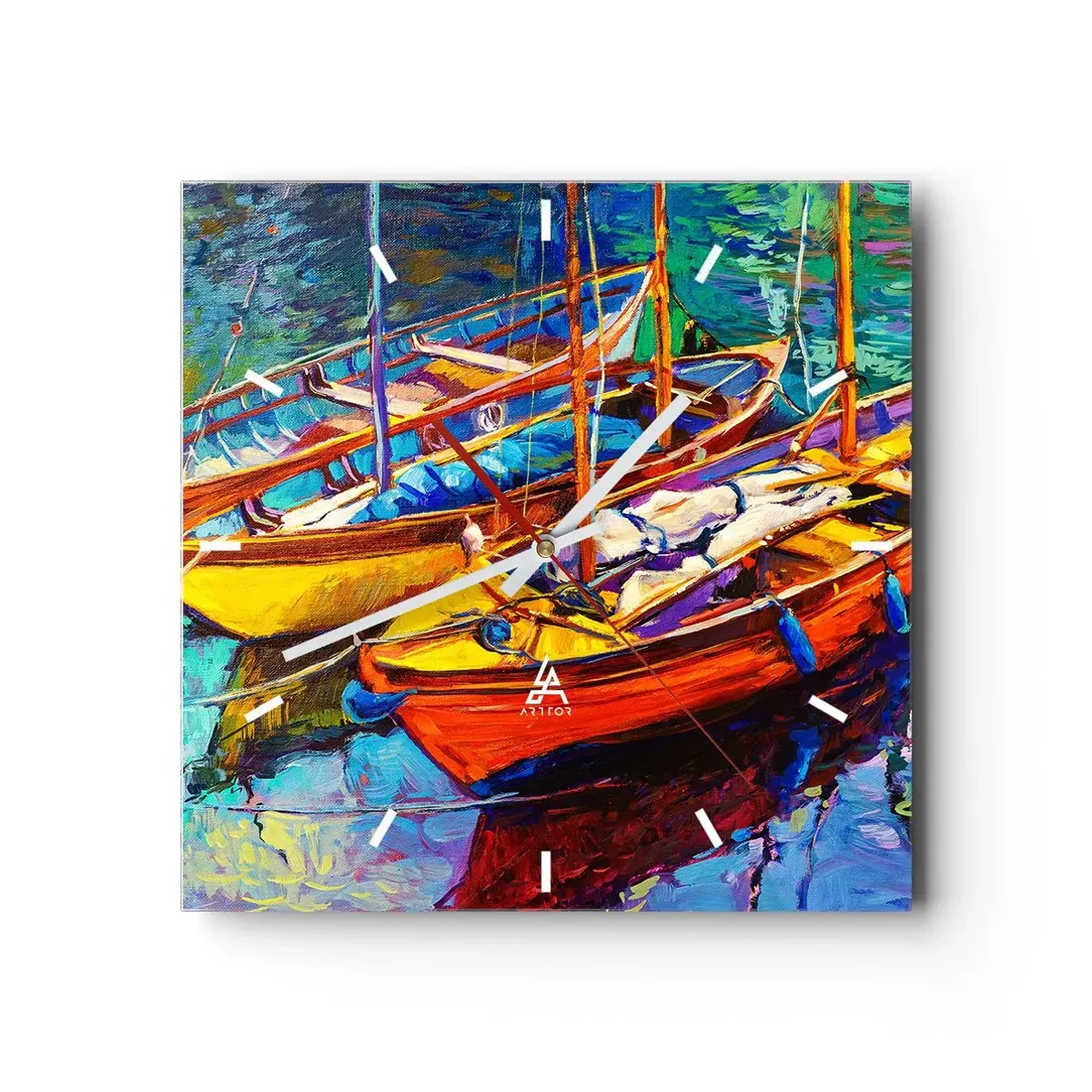 Relógio de parede - Relógio em vidro - Em águas espessas pelas cores - 30x30 cm