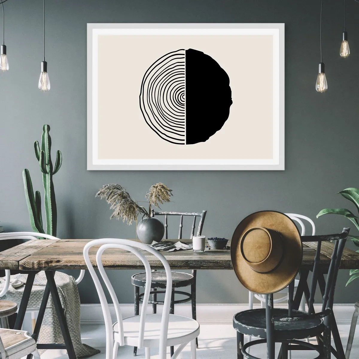 Pôster em moldura branca - Meio a meio - 70x50 cm