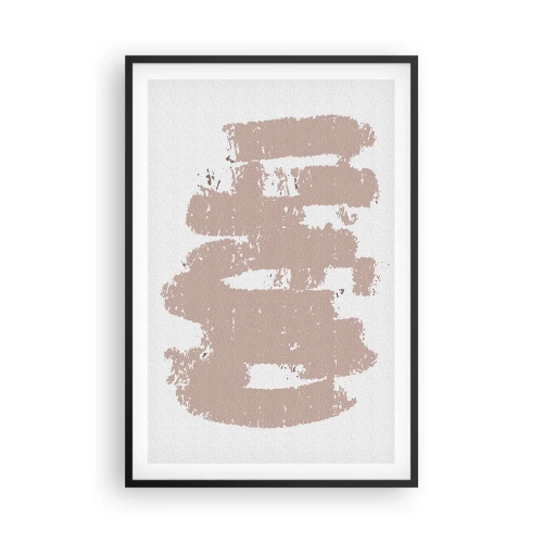 Pôster com moldura preta - Abstração em rosa suave - 61x91 cm
