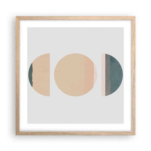 Pôster com moldura de carvalho claro - Círculo entre círculos - 50x50 cm