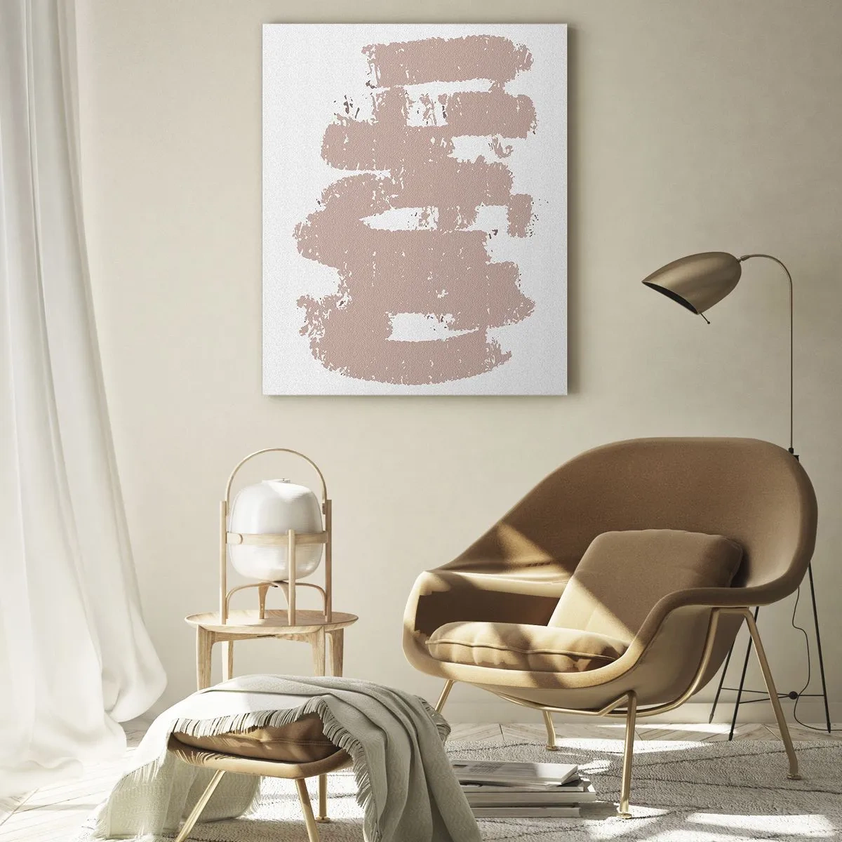 Quadro em vidro - Abstração em rosa suave - 50x70 cm