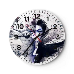 Relógio de parede - Relógio em vidro - Demoníaca e linda - 30x30 cm