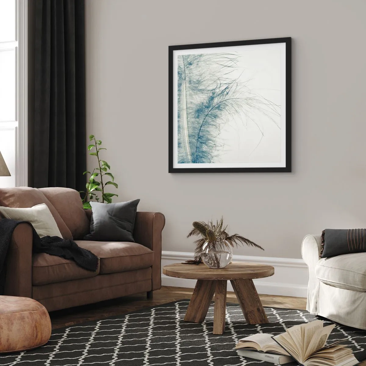 Pôster com moldura preta - O sussurro da natureza - 50x50 cm