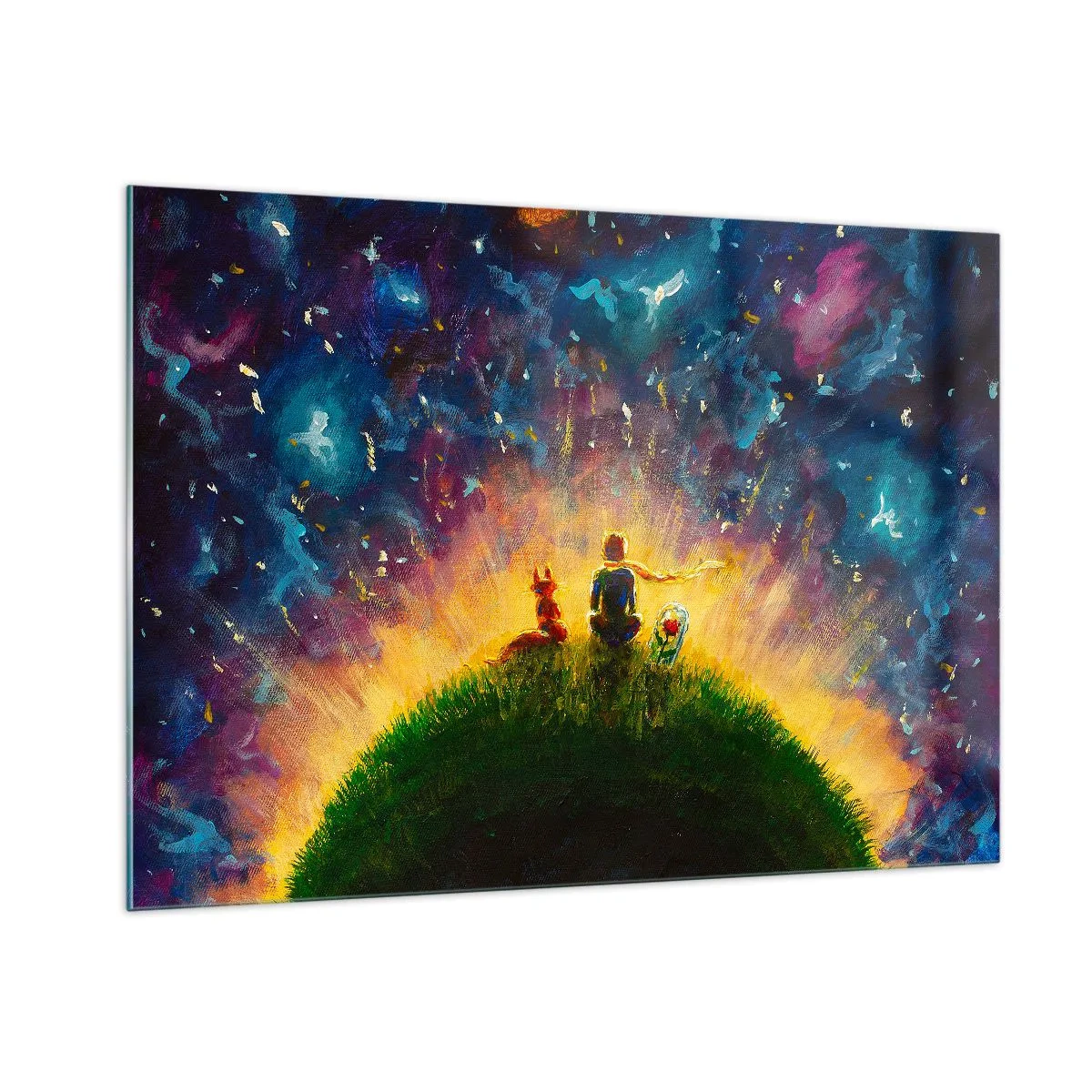 Quadro em vidro - Amor e amizade - o mundo inteiro - 100x70 cm