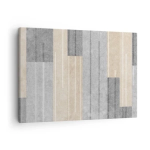 Quadro em tela - Composição geométrica em tons de cinza e bege - 70x50cm - Composição: mantenha vertical - Decoração de parede moderna para a sala de estar e quarto ARTTOR