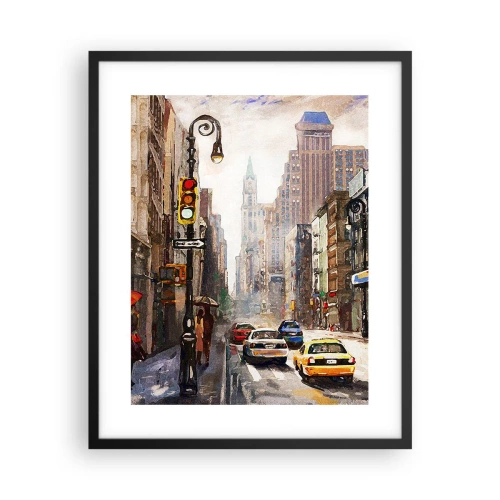 Pôster com moldura preta - Nova York – colorida também na chuva  - 40x50 cm