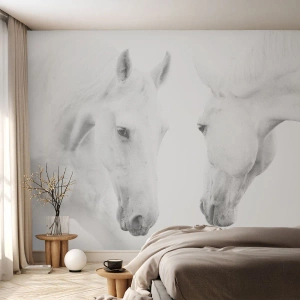 Papel de Parede Premium Sand - Será amizade...? - Cavalos, Natureza, Animais - 100x70 cm