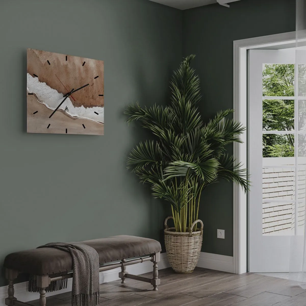 Relógio de parede - Relógio em vidro - Nas cores da terra - 40x40 cm