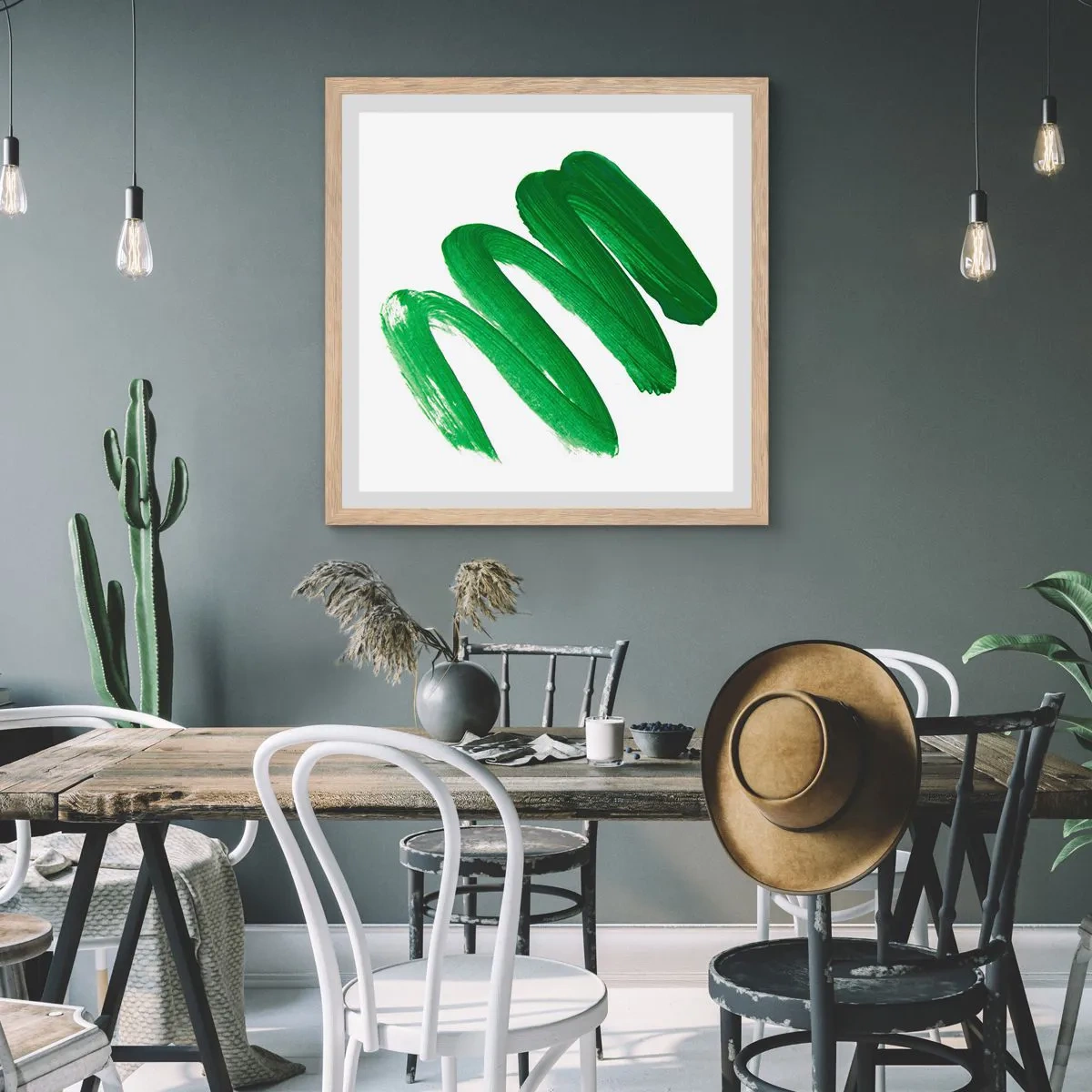 Pôster com moldura de carvalho claro - Piada verde - 30x30 cm