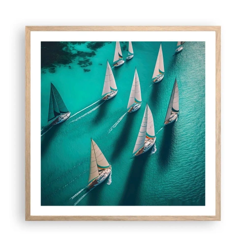 Pôster com moldura de carvalho claro - Numa competição com o vento - 60x60 cm