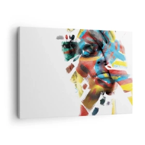 Quadro em tela - Retrato abstrato em cores vivas - 70x50cm - Personalidade colorida - Decoração de parede moderna para a sala de estar e quarto ARTTOR
