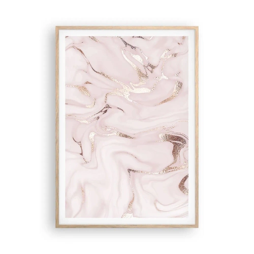 Pôster com moldura de carvalho claro - Num lenço cor-de-rosa - 70x100 cm