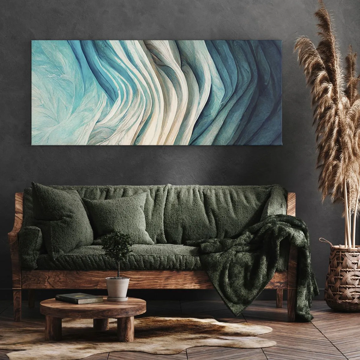 Quadro em tela - Insaciabilidade azul - 100x40 cm