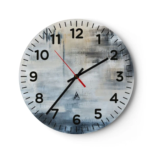 Relógio de parede - Relógio em vidro - Atrás da cortina azul - 40x40 cm