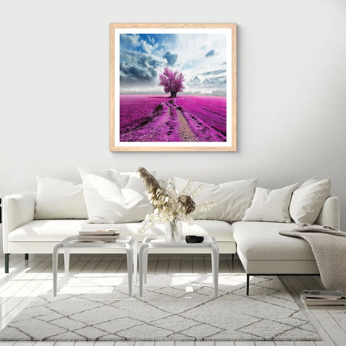 Pôster com moldura de carvalho claro - Charmosa charneca - 60x60 cm