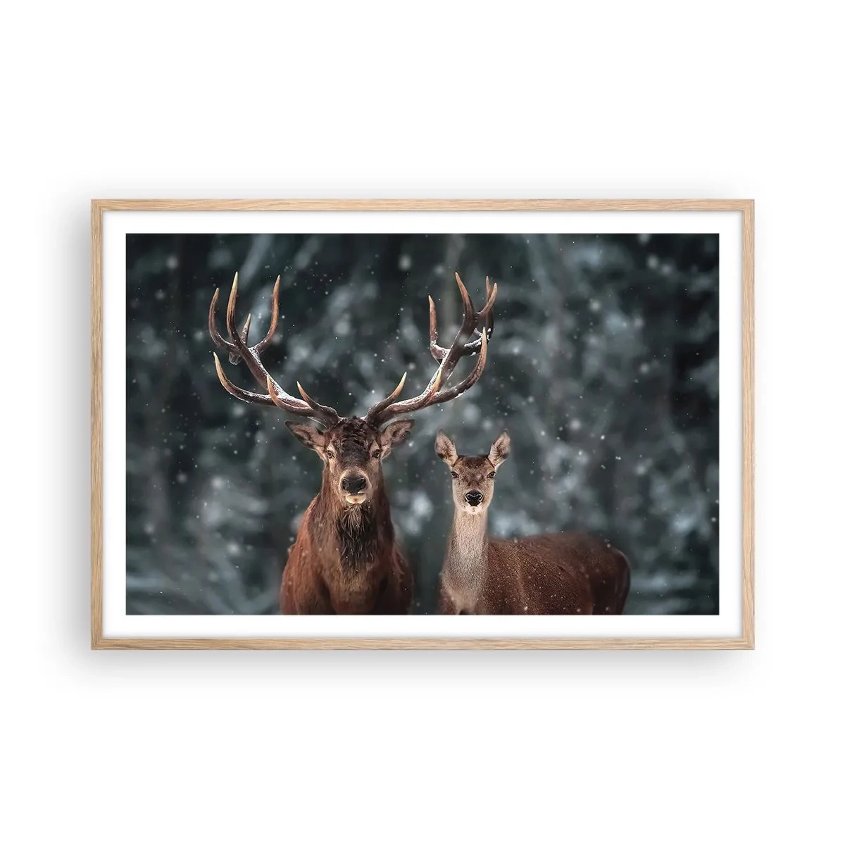 Pôster com moldura de carvalho claro - O senhor da floresta com sua esposa - 91x61 cm