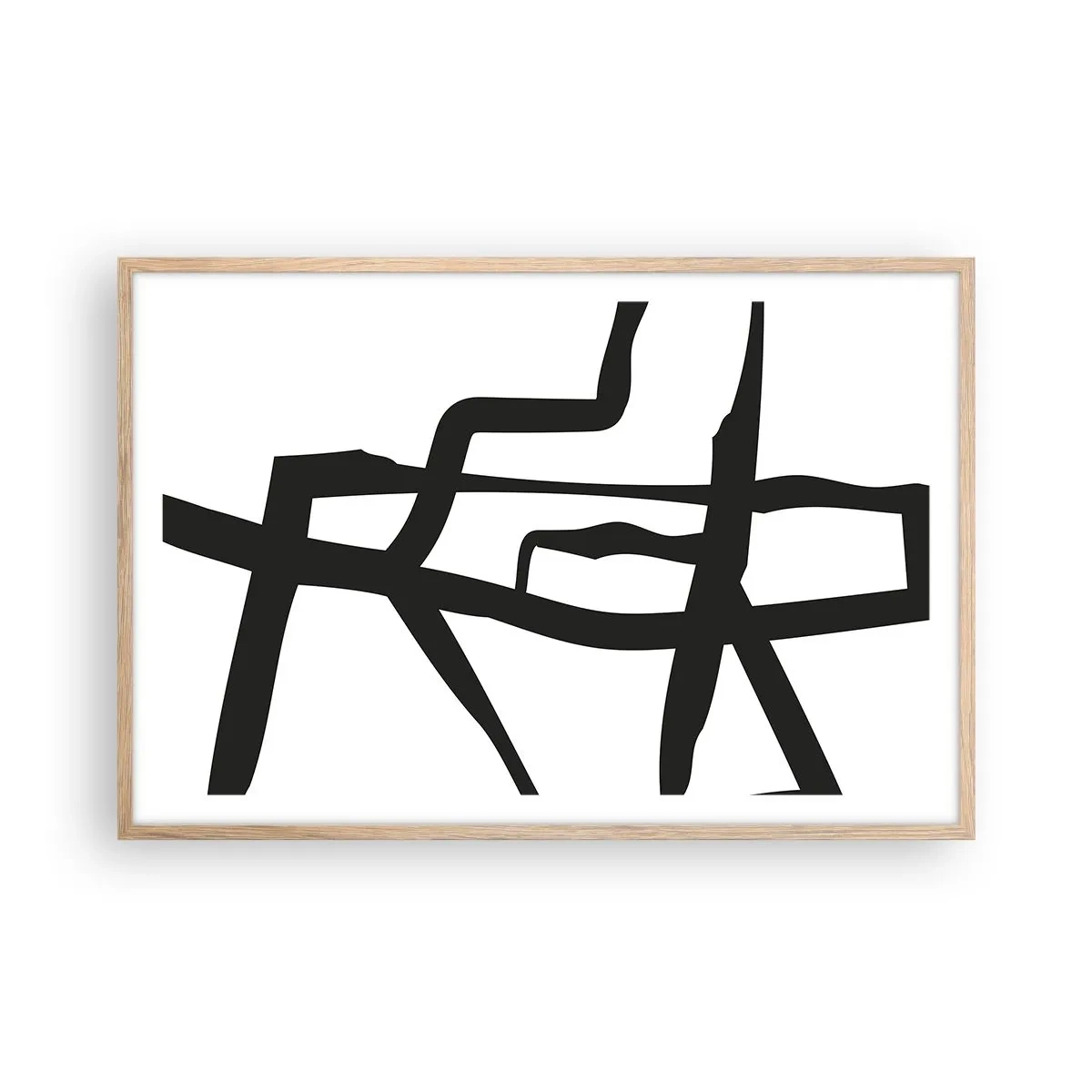 Pôster com moldura de carvalho claro - Projeto preto e branco - 91x61 cm