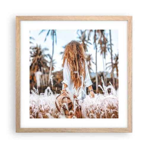 Pôster com moldura de carvalho claro - Nascida da maciez da relva - 40x40 cm
