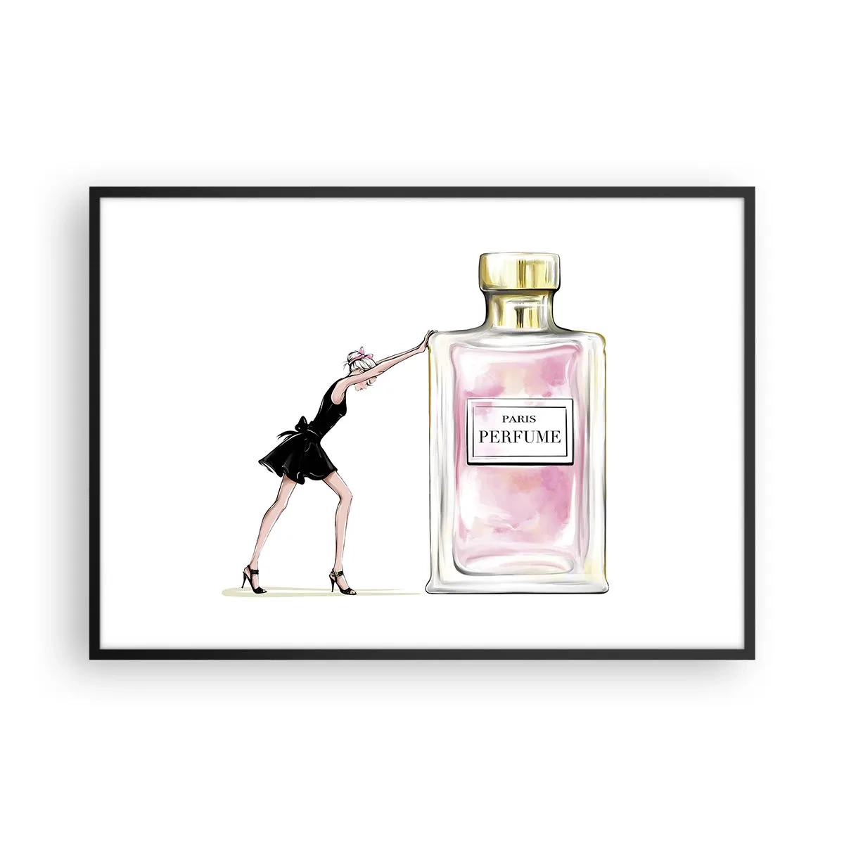 Pôster com moldura preta - A essência da feminilidade - 100x70 cm