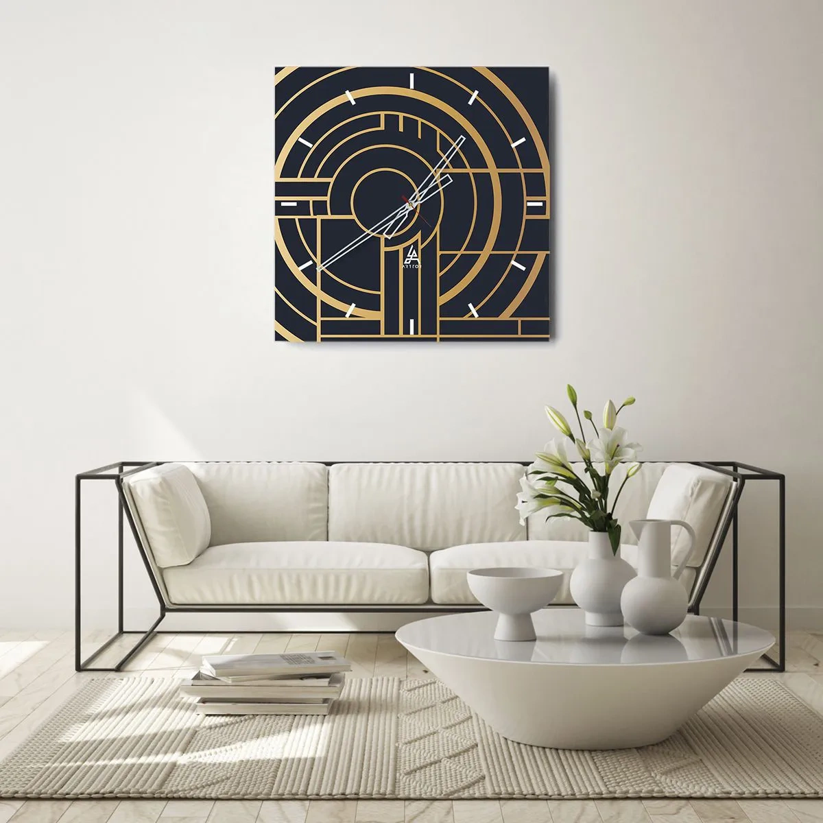 Relógio de parede - Relógio em vidro - Rotação das coisas - 40x40 cm