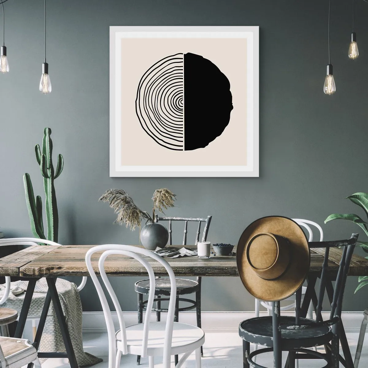 Pôster em moldura branca - Meio a meio - 60x60 cm