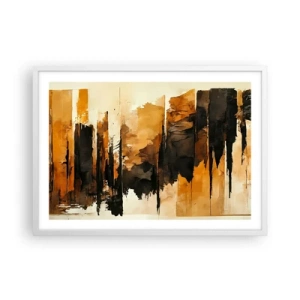 Pôster em moldura branca - Harmonia de preto e dourado - 70x50 cm
