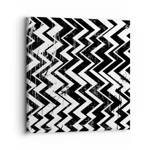 Quadro em tela - Zig-branco, zag-preto - 30x30 cm