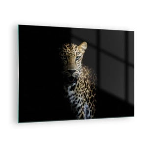Quadro em vidro - Leão na sombra - 70x50cm - Beleza escura - Decoração de parede moderna para a sala de estar e quarto ARTTOR