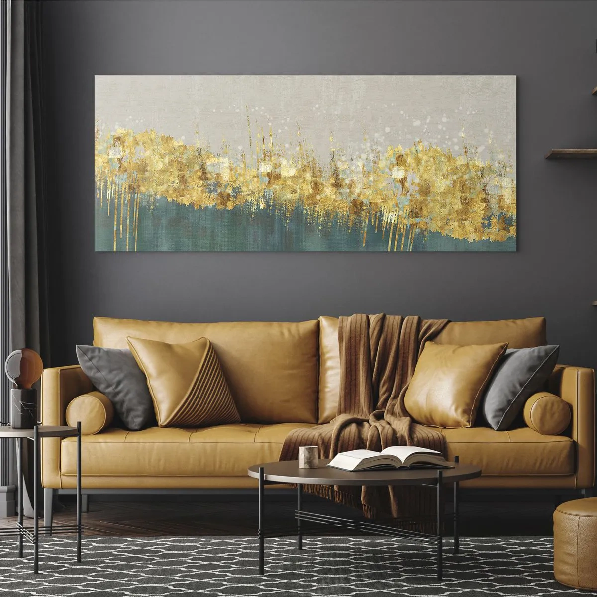 Quadro em vidro - A fronteira dourada - 100x40 cm