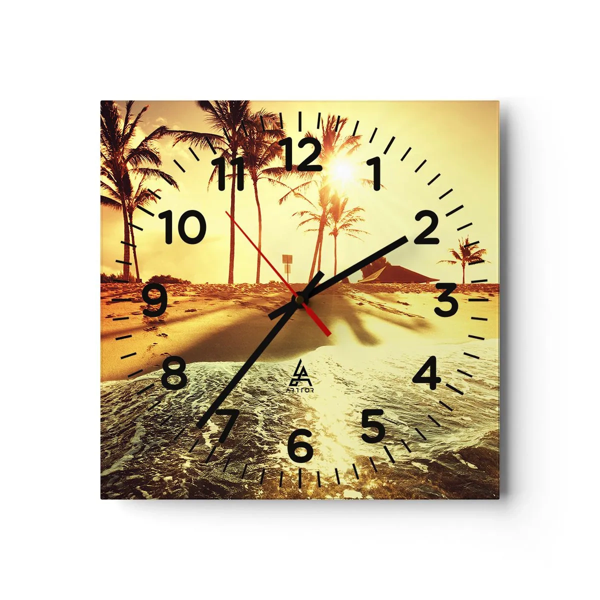 Relógio de parede - Relógio em vidro - Califórnia à tarde - 40x40 cm
